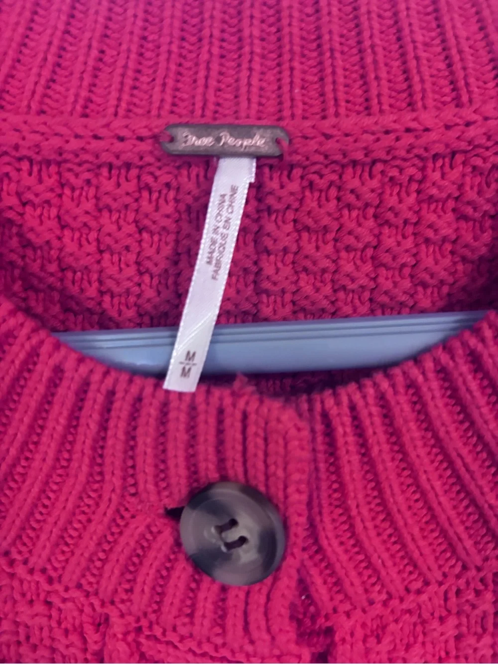 Free People Bright Fuchsia Button-Up Cropped Cardigan